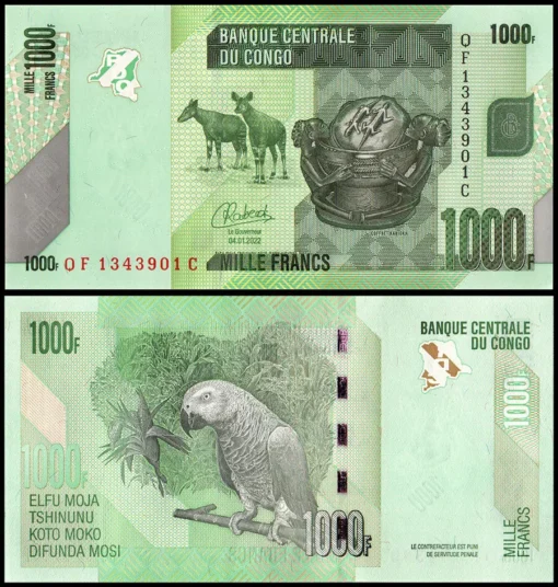 Congo Democratic Republic 1000 Francs, P-101d, UNC X 100 PCS Bundle Pack - Image 2